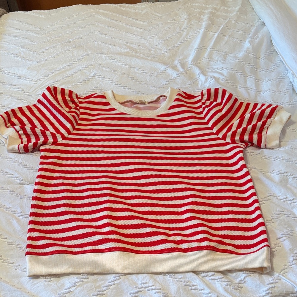 JODIFL Red and White Striped Short Sleeve Tee